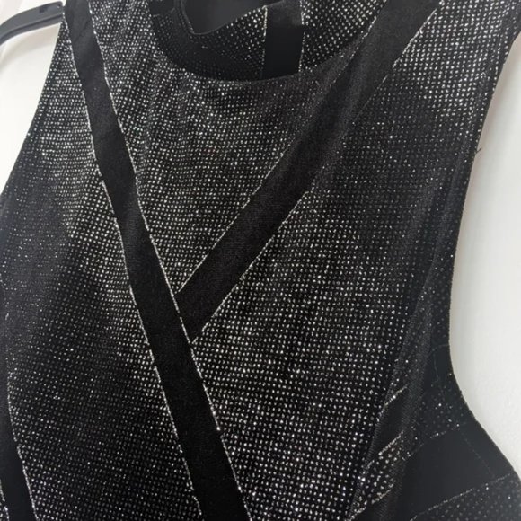 Snap Brand Sleeveless High Neck Black Sparkling Evening Dress - Picture 4 of 7